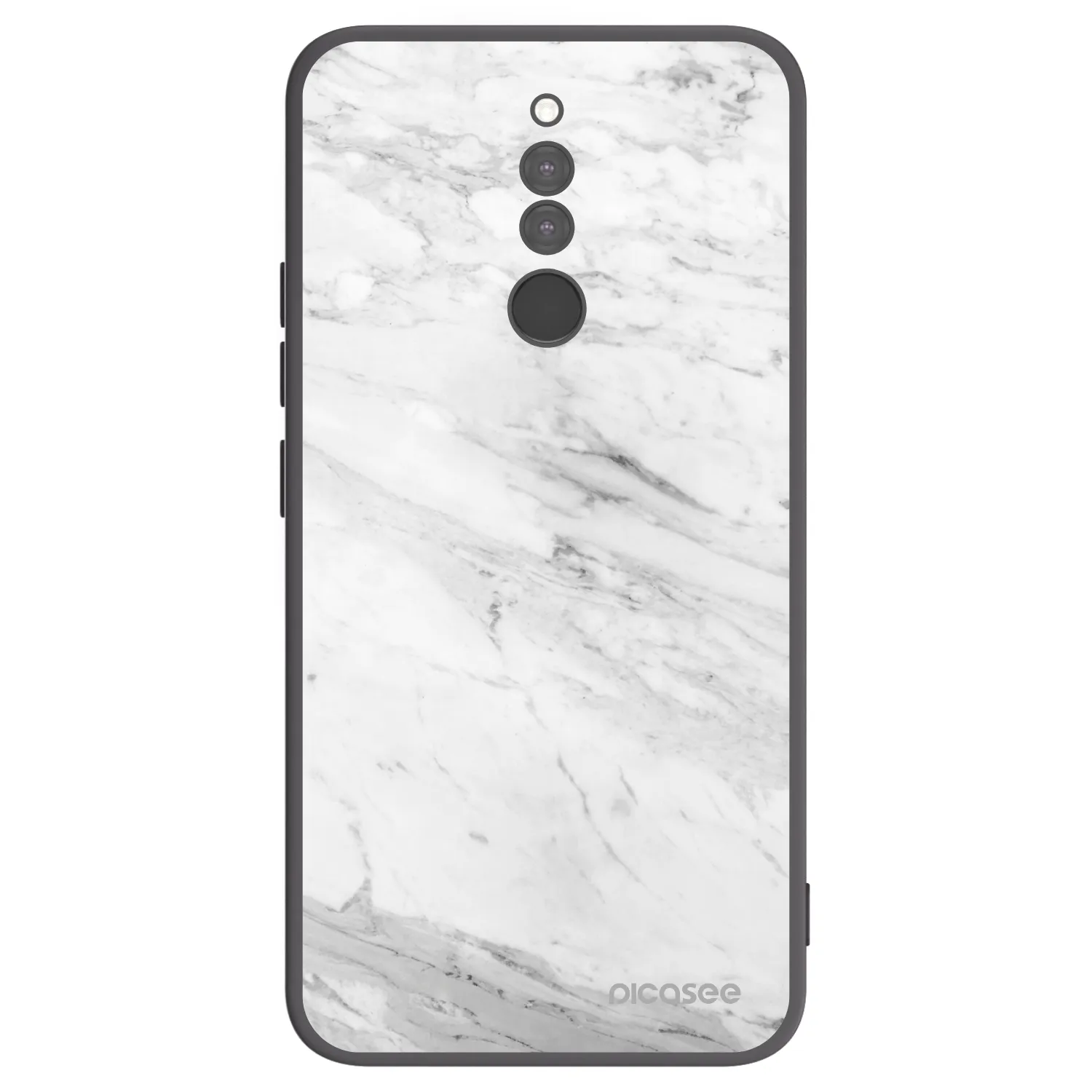 Picasee silikonowe czarne etui na Xiaomi Redmi 8 - White marble