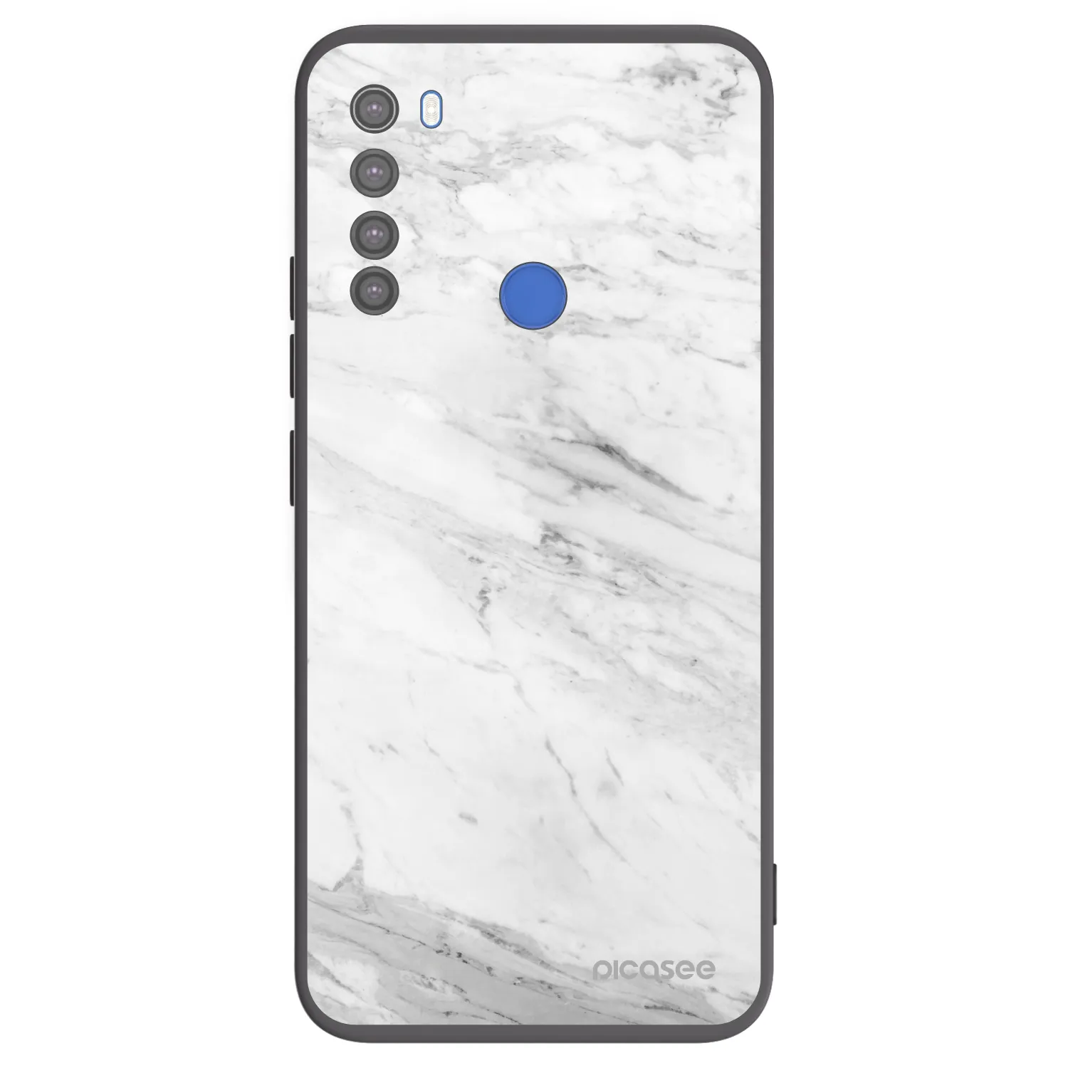 Picasee silikonowe czarne etui na Xiaomi Redmi Note 8T - White marble