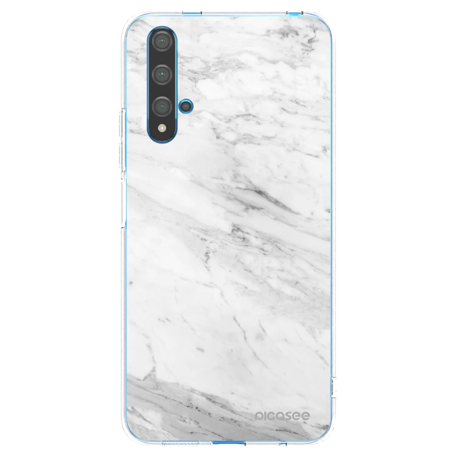 Picasee silikonowe przeźroczyste etui na Huawei Nova 5T - White marble