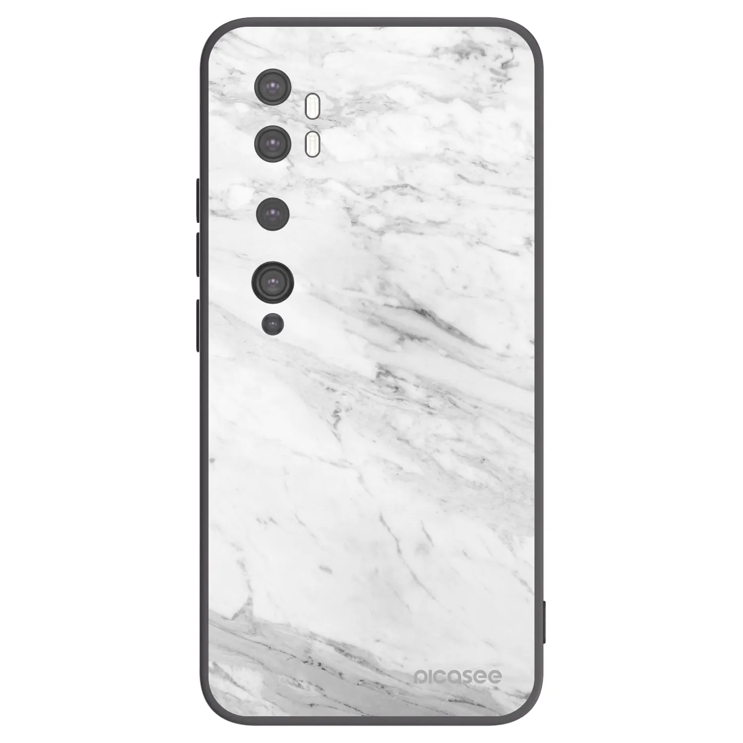 Picasee silikonowe czarne etui na Xiaomi Mi Note 10 (Pro) - White marble