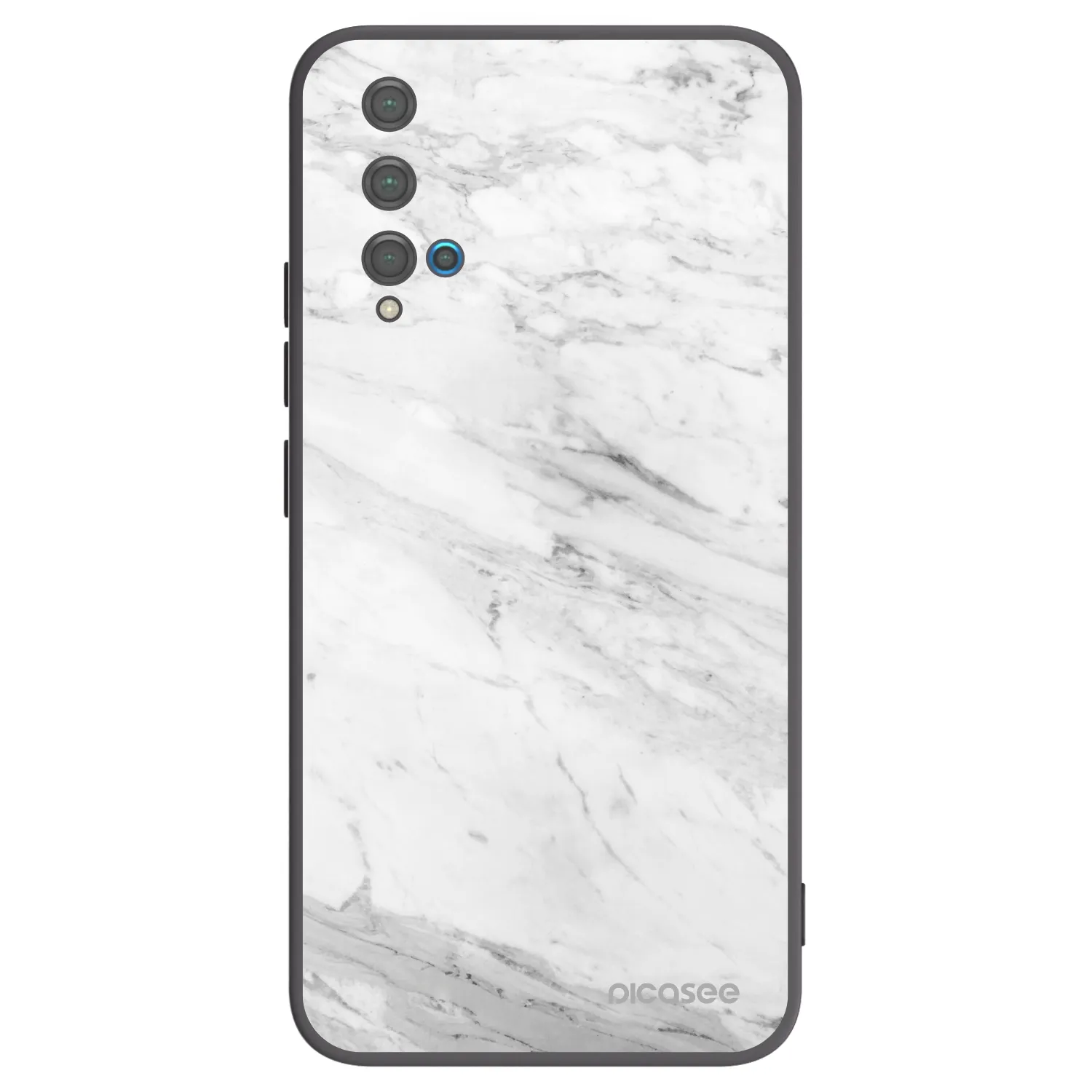Picasee silikonowe czarne etui na Huawei Nova 5T - White marble