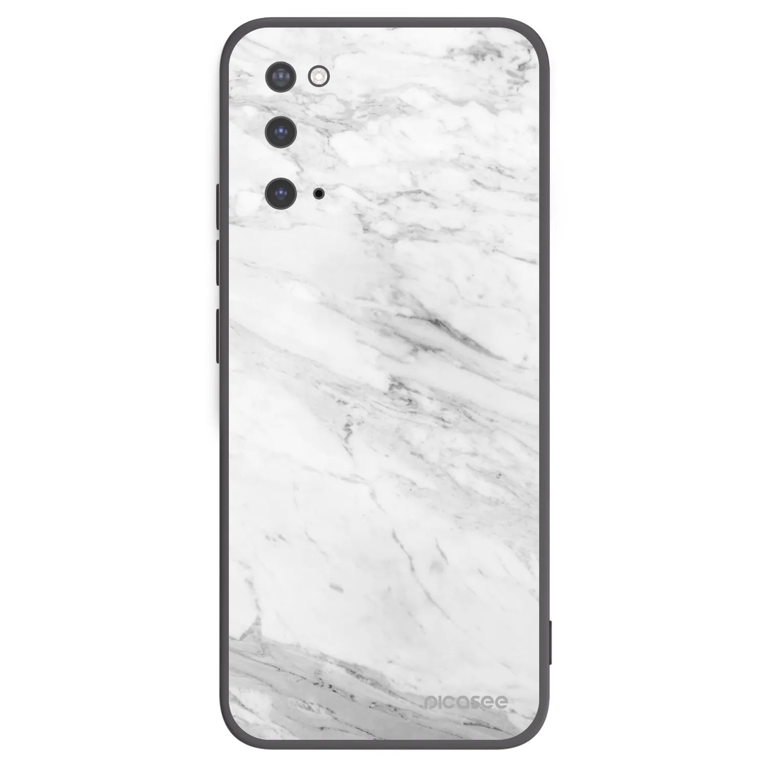 Picasee silikonowe czarne etui na Samsung Galaxy S20 G980F - White marble