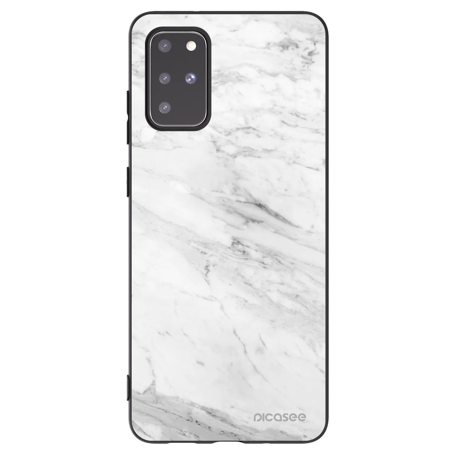 Picasee silikonowe czarne etui na Samsung Galaxy S20+ G985F - White marble