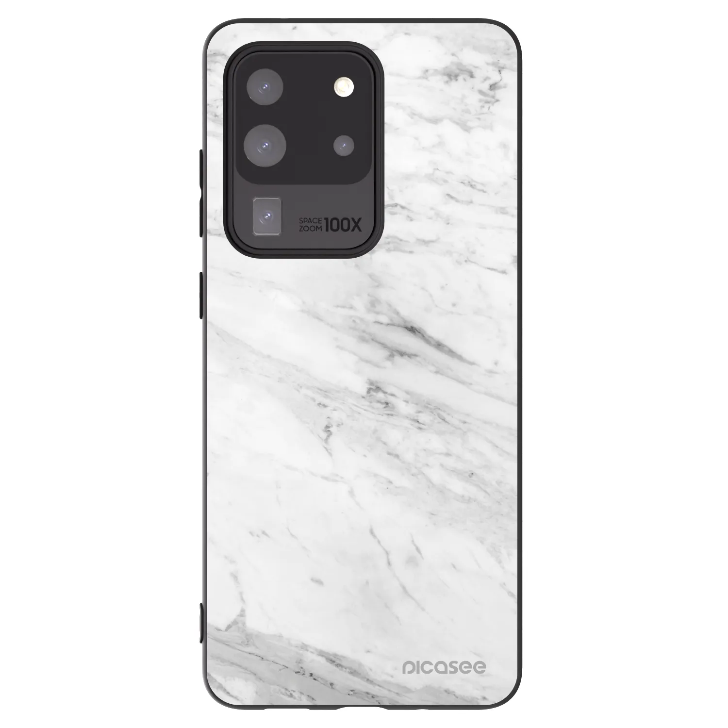 Picasee silikonowe czarne etui na Samsung Galaxy S20 Ultra 5G G988F - White marble
