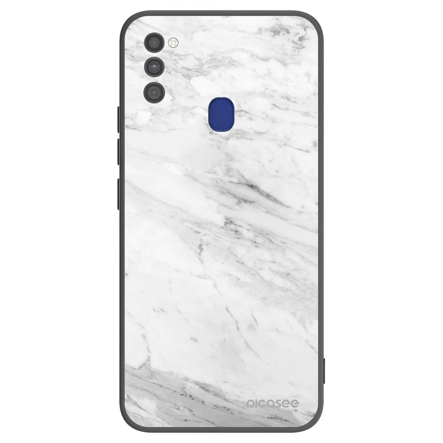 Picasee silikonowe czarne etui na Samsung Galaxy M21 M215F - White marble