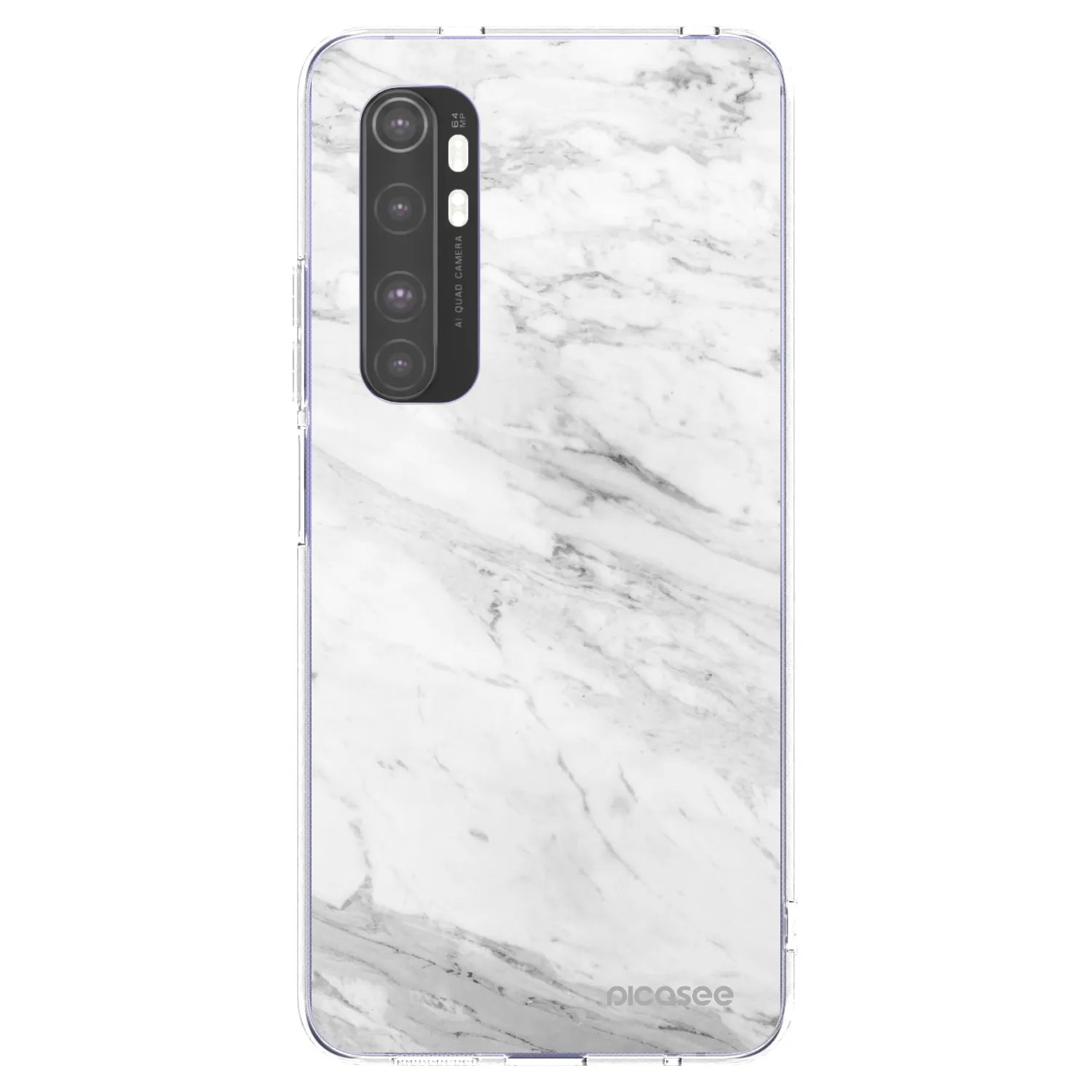 Picasee silikonowe przeźroczyste etui na Xiaomi Mi Note 10 Lite - White marble