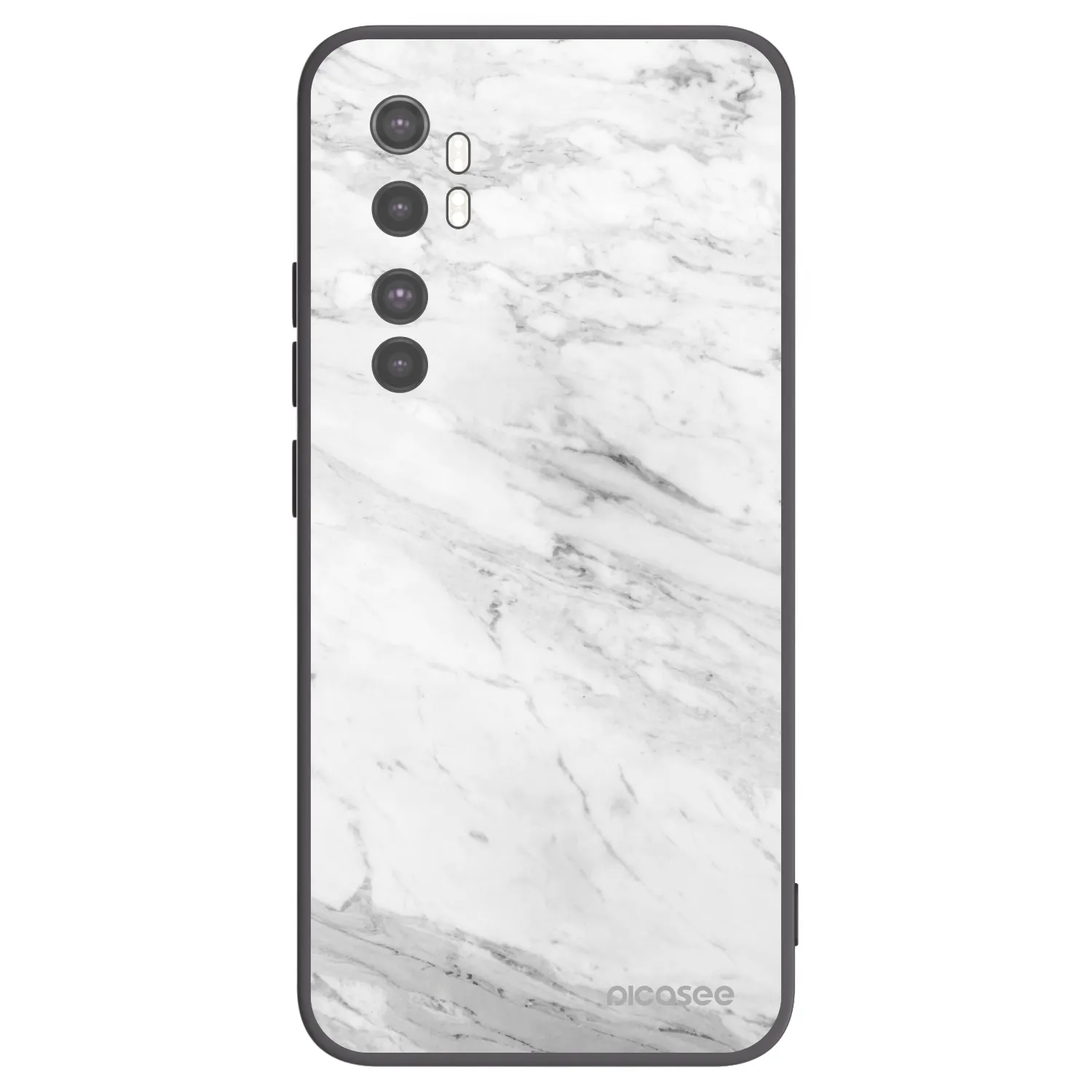 Picasee silikonowe czarne etui na Xiaomi Mi Note 10 Lite - White marble