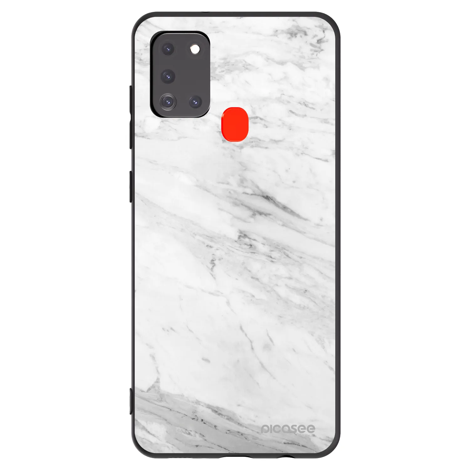 Picasee silikonowe czarne etui na Samsung Galaxy A21s - White marble