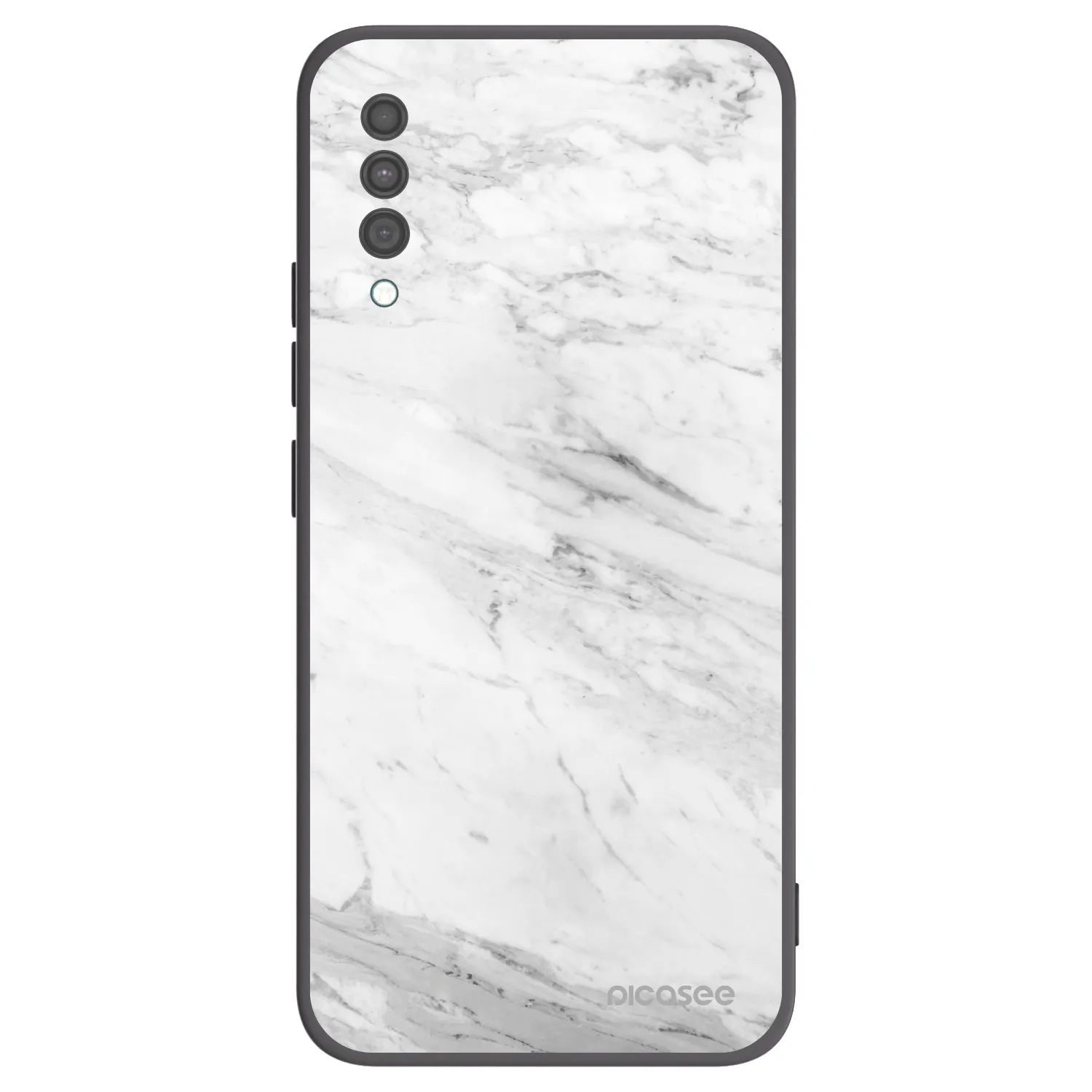 Picasee silikonowe czarne etui na Samsung Galaxy A30s A307F - White marble