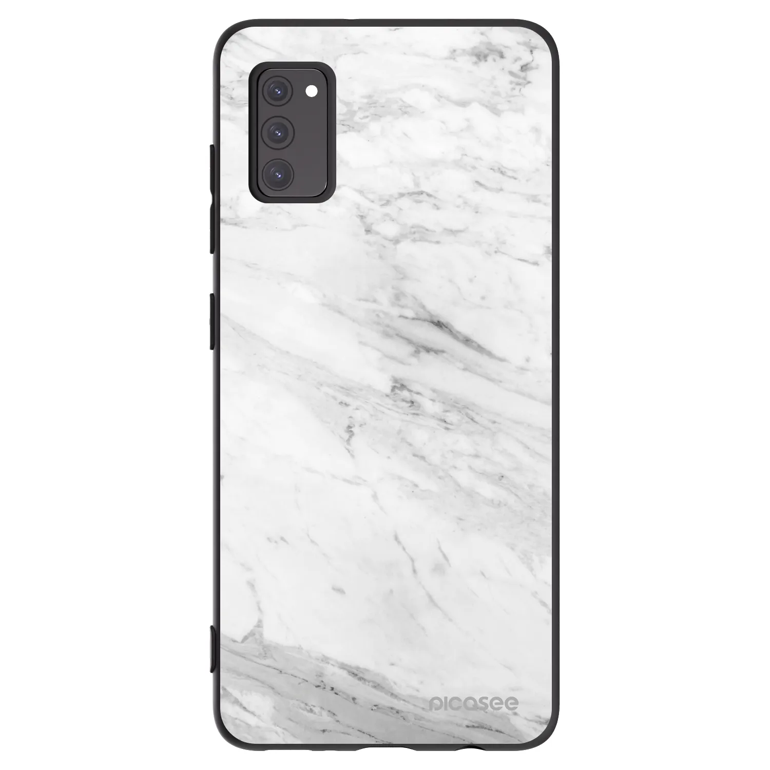 Picasee silikonowe czarne etui na Samsung Galaxy A41 A415F - White marble