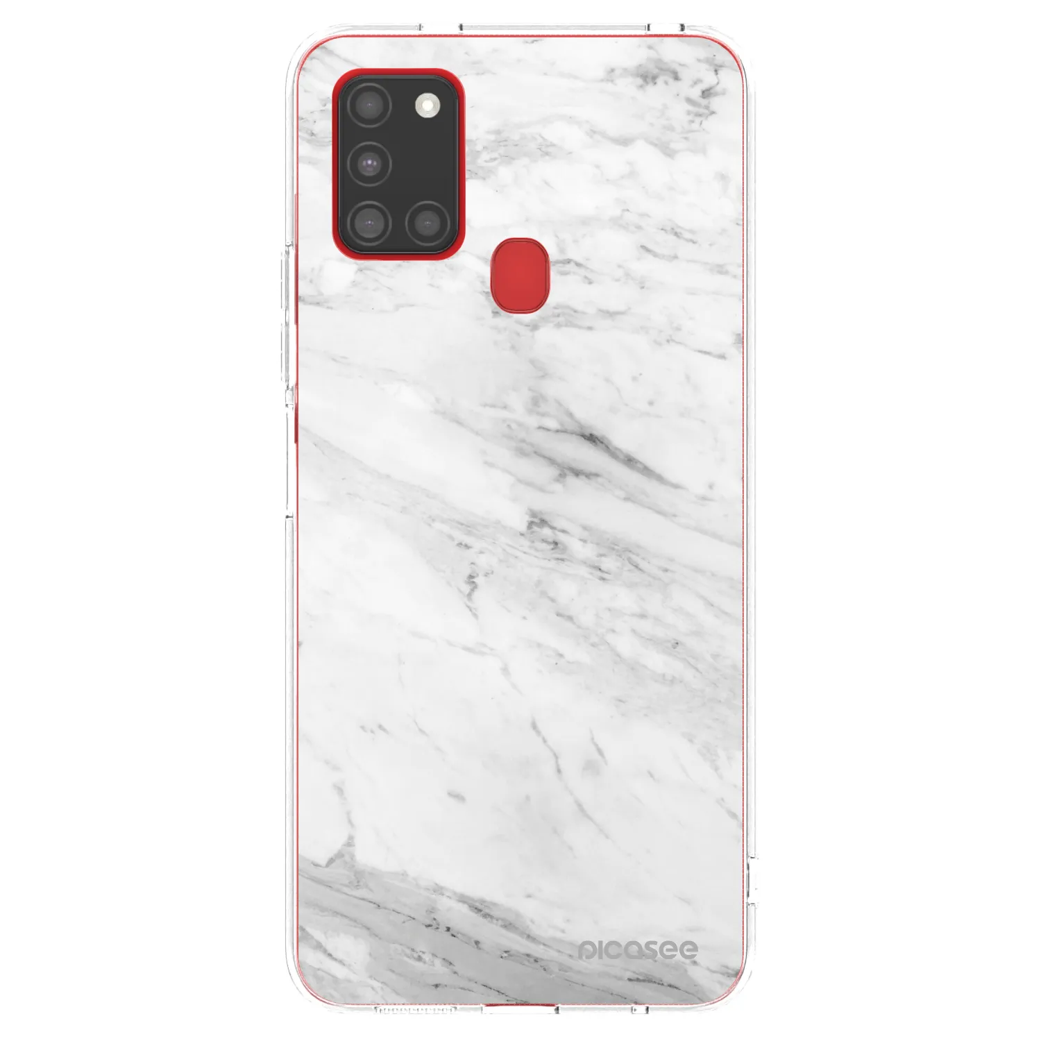 Picasee silikonowe przeźroczyste etui na Samsung Galaxy A21s - White marble