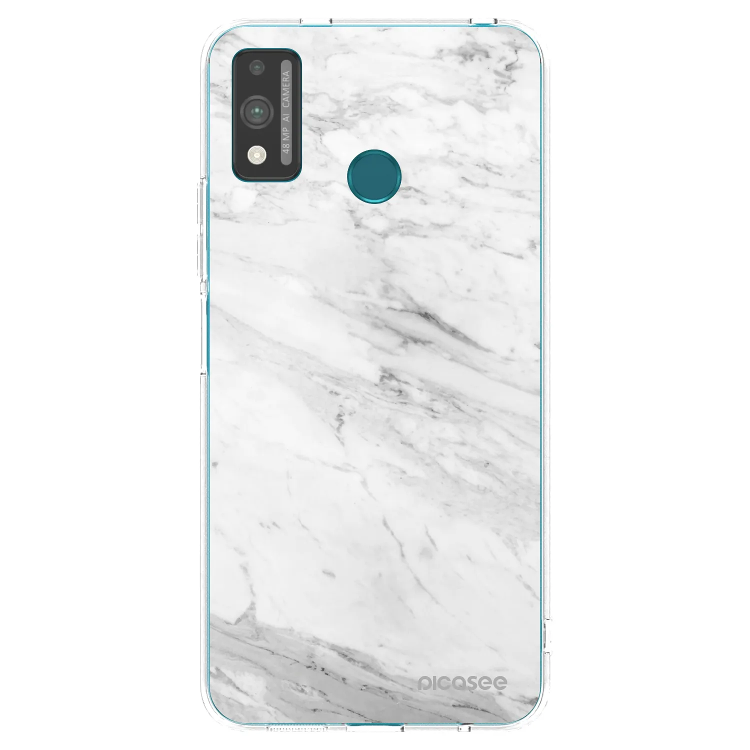 Picasee silikonowe przeźroczyste etui na Honor 9X Lite - White marble