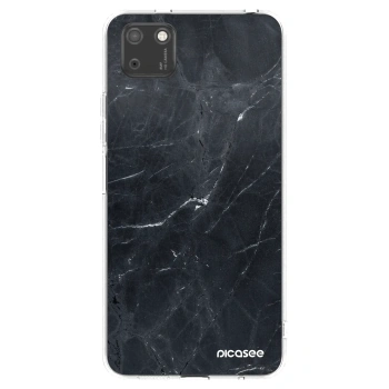 Picasee silikonowe przeźroczyste etui na Huawei Y5P - Black marble