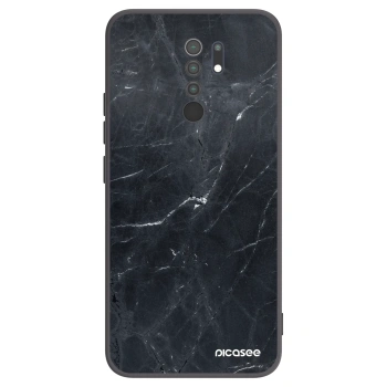 Picasee silikonowe czarne etui na Xiaomi Redmi 9 - Black marble