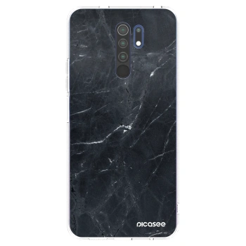 Picasee silikonowe przeźroczyste etui na Xiaomi Redmi 9 - Black marble