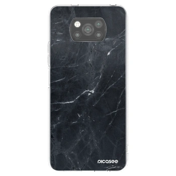 Picasee silikonowe czarne etui na Xiaomi Poco X3 - Black marble