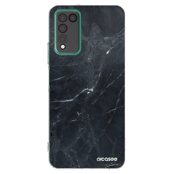 Picasee silikonowe przeźroczyste etui na Honor 10X Lite - Black marble