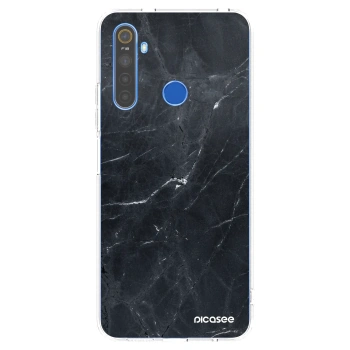 Picasee silikonowe przeźroczyste etui na Realme 5 - Black marble