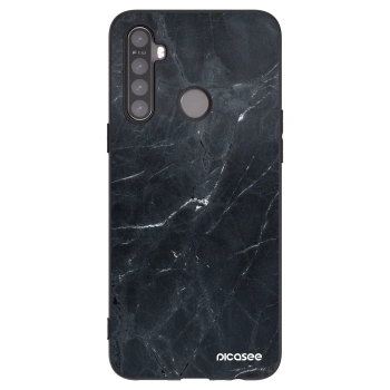 Picasee silikonowe czarne etui na Realme 5 - Black marble