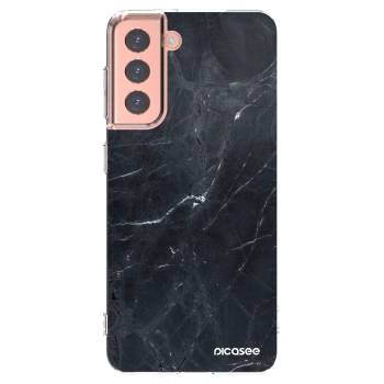 Picasee silikonowe przeźroczyste etui na Samsung Galaxy S21 5G G991B - Black marble