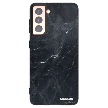 Picasee silikonowe czarne etui na Samsung Galaxy S21 5G G991B - Black marble