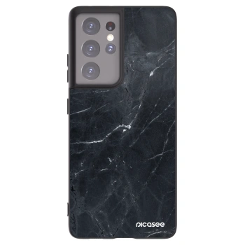 Picasee silikonowe czarne etui na Samsung Galaxy S21 Ultra 5G G998B - Black marble