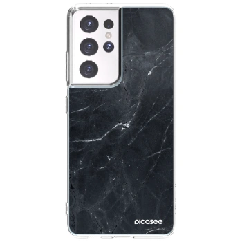 Picasee silikonowe przeźroczyste etui na Samsung Galaxy S21 Ultra 5G G998B - Black marble