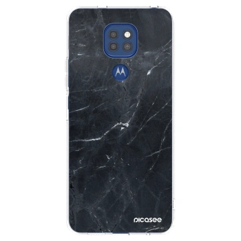 Picasee silikonowe przeźroczyste etui na Motorola Moto G9 Play - Black marble