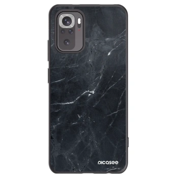 Picasee silikonowe czarne etui na Xiaomi Redmi Note 10S - Black marble