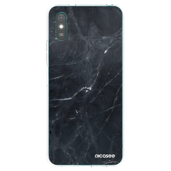 Picasee silikonowe przeźroczyste etui na Xiaomi Redmi 9AT - Black marble
