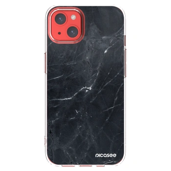 Picasee silikonowe przeźroczyste etui na Apple iPhone 13 - Black marble