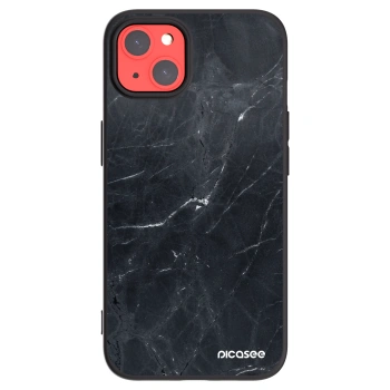 Picasee silikonowe czarne etui na Apple iPhone 13 - Black marble