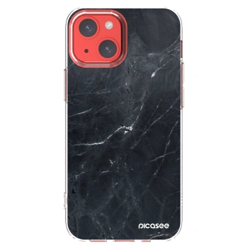 Picasee silikonowe przeźroczyste etui na Apple iPhone 13 mini - Black marble