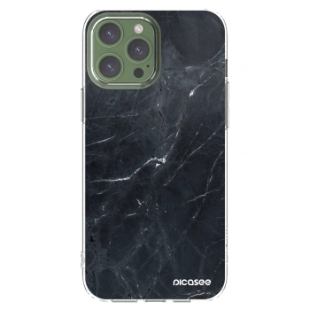 Picasee silikonowe przeźroczyste etui na Apple iPhone 13 Pro Max - Black marble