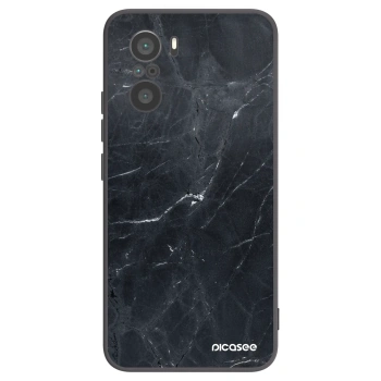 Picasee silikonowe czarne etui na Xiaomi Poco F3 - Black marble