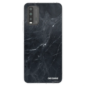 Picasee silikonowe przeźroczyste etui na Xiaomi Redmi 9T - Black marble