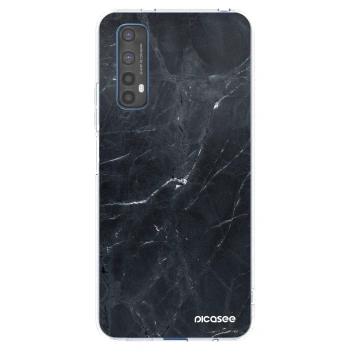 Picasee silikonowe przeźroczyste etui na Realme 7 - Black marble