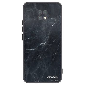 Picasee silikonowe czarne etui na Xiaomi Redmi Note 9T - Black marble