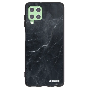 Picasee silikonowe czarne etui na Samsung Galaxy A22 A225F 4G - Black marble