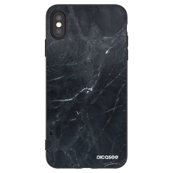Picasee silikonowe czarne etui na Apple iPhone XS Max - Black marble
