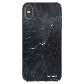 Picasee silikonowe przeźroczyste etui na Apple iPhone XS Max - Black marble
