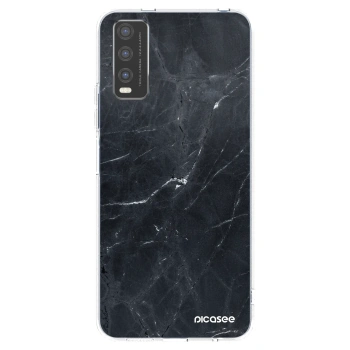 Picasee silikonowe przeźroczyste etui na Vivo Y20s - Black marble