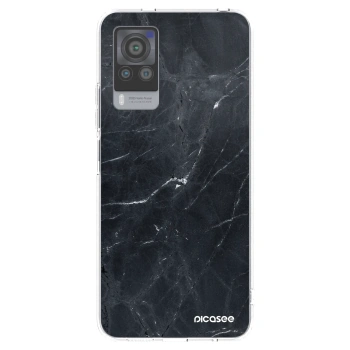 Picasee silikonowe przeźroczyste etui na Vivo X60 Pro 5G - Black marble