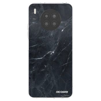 Picasee silikonowe przeźroczyste etui na Huawei Nova 8i - Black marble
