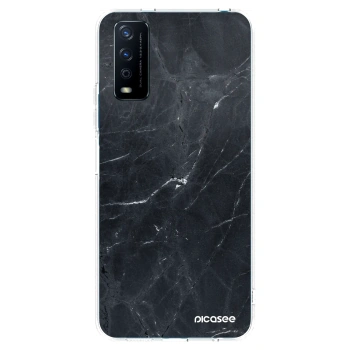 Picasee silikonowe przeźroczyste etui na Vivo Y11s - Black marble