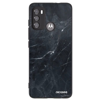 Picasee silikonowe czarne etui na Motorola Moto G60 - Black marble
