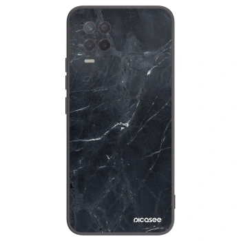 Picasee silikonowe czarne etui na Realme 8 5G - Black marble