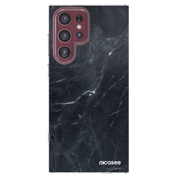 Picasee silikonowe przeźroczyste etui na Samsung Galaxy S22 Ultra 5G - Black marble