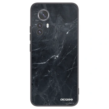 Picasee silikonowe czarne etui na Xiaomi 12 Pro - Black marble