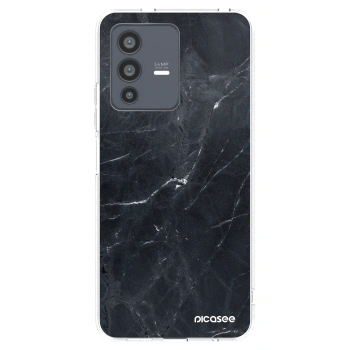 Picasee silikonowe przeźroczyste etui na Vivo V23 5G - Black marble